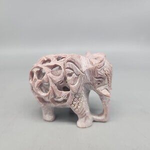 Vintage Handmade Soapstone Elephant Statue Animal Figurine Sculpture Home Decor